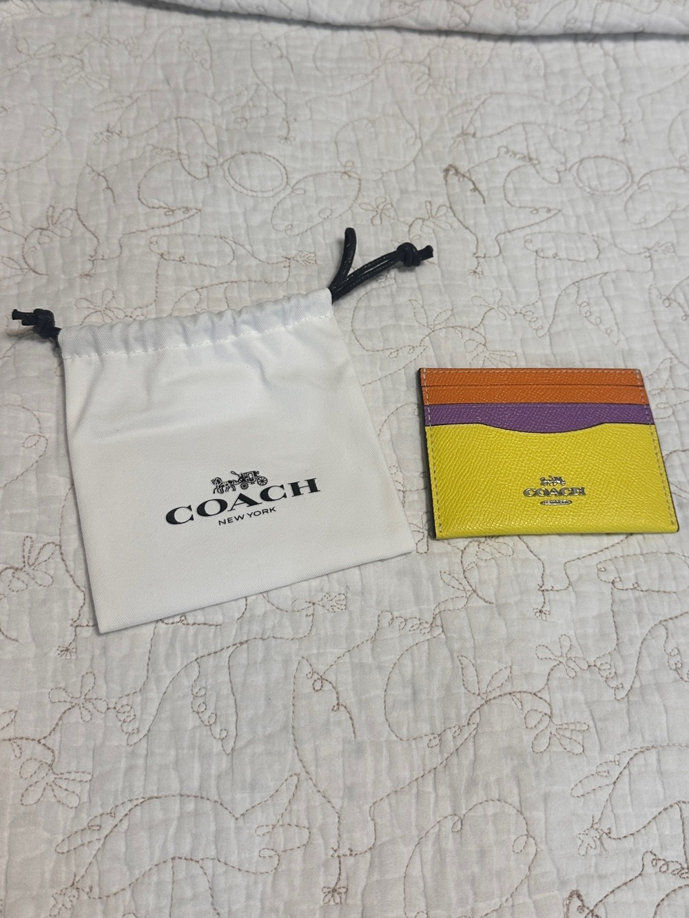 Coach Yellow and Orange Leather ID Card Case and Wallet